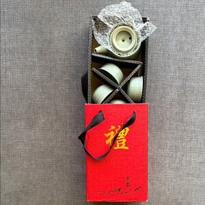 Elegant Green Tea Set in Red Gift Box